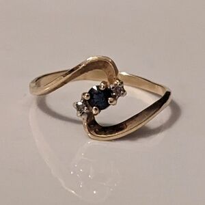SALE! 10K Solid Gold Sapphire Diamond Ring